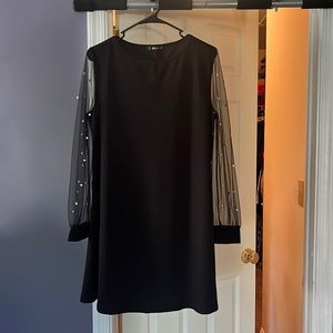Black dress with pearls see through sleeves